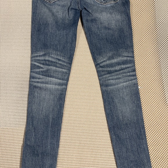 American Eagle Super High‎ Rise Jegging Size 0 Dark Blue Wash Distressed Stretch - Picture 4 of 9